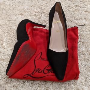 Authentic Christian Louboutin black suede heels